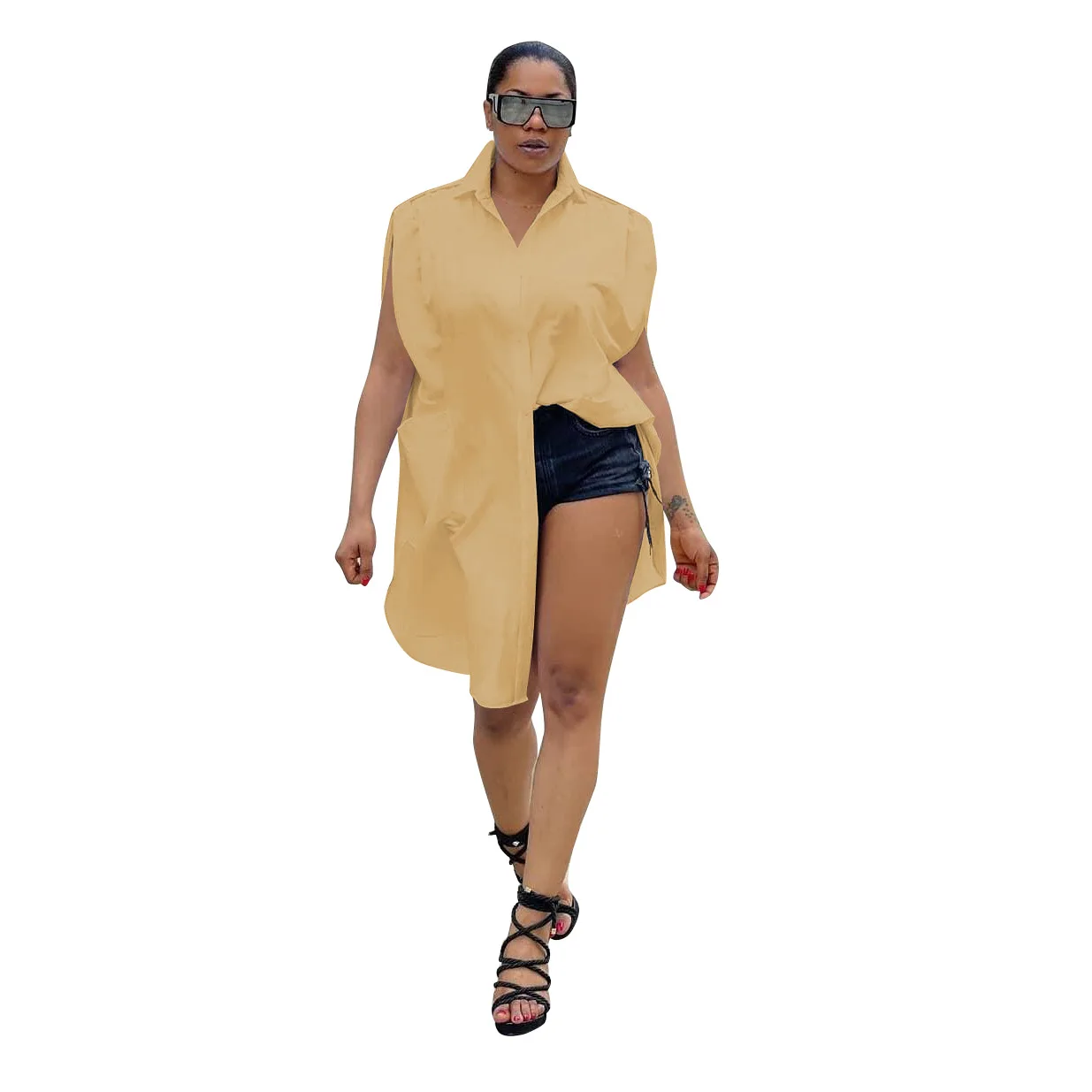 

Women Lantern Sleeve Button Shirt Elegant Chic Tunic Blouse Tops Female Summer 2021 New Arrival Cool Girl BF Style Streetwear