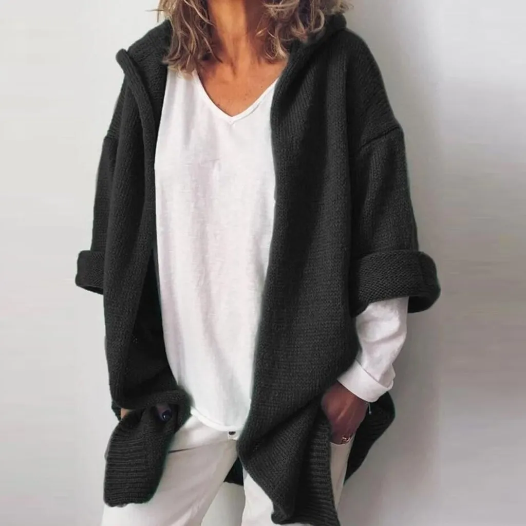2019 Autumn Winter Long Sleeve Knitwear Cardigan Women Smooth Knitted Sweater Pocket Design Female Jumper Coat Pink#3 |