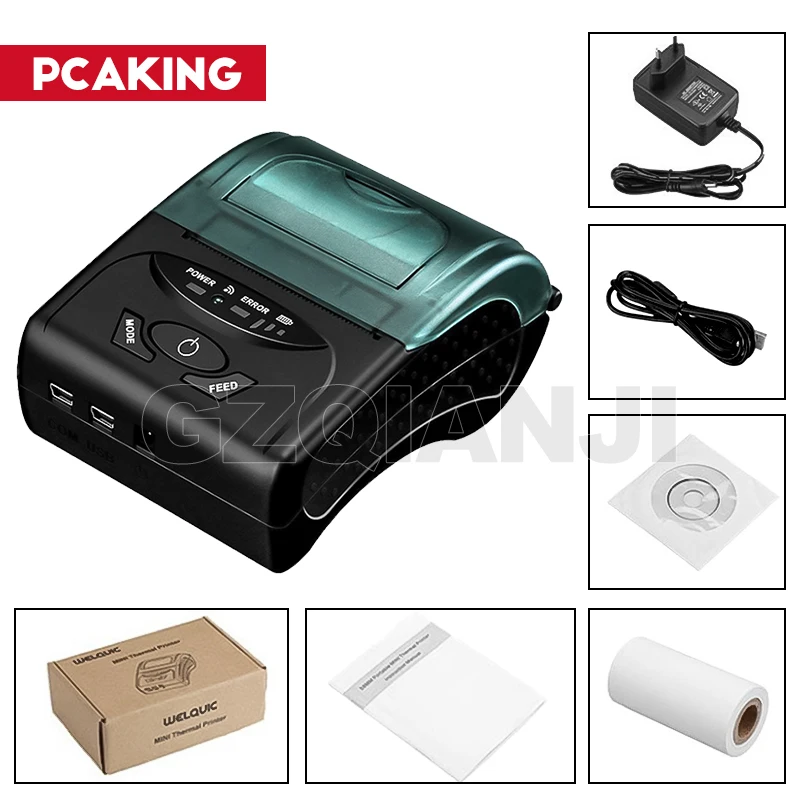 POS мобильный мини портативный принтер с Bluetooth тепловой Карманный 58 мм чековый