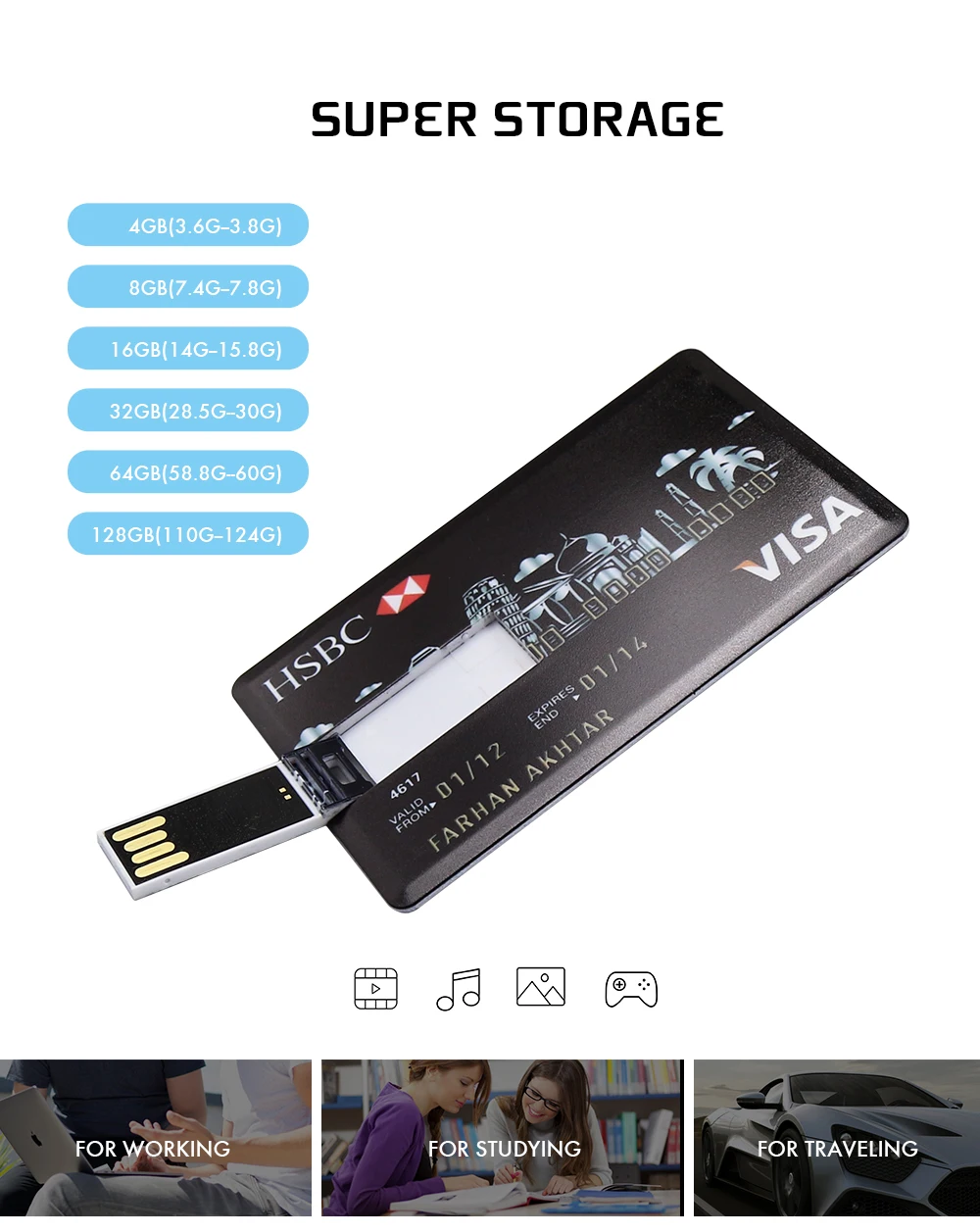 Карта кредитного банка, карта памяти HSBC MasterCard Bradesco, флеш-накопитель usb 8 ГБ 16 ГБ, флеш-накопитель USB, флеш-накопитель 32 Гб 64 Гб 128 ГБ, флеш-накопитель