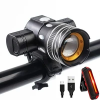 15000lm t6 led light bikebicyclelight set usb rechargeable headlightflashlight waterproof zoomable cycling lamp for bike