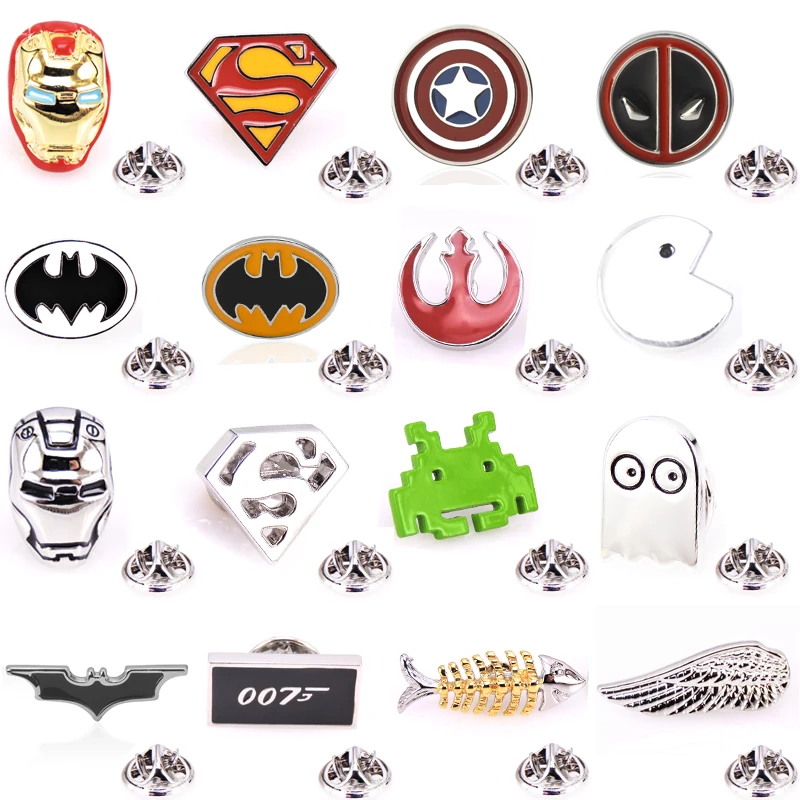 

High quality cute decoration movie cartoon hero Brooch Cross / pistol / boxing glove Brooch men's suit shirt LAPEL BADGE PIN gif