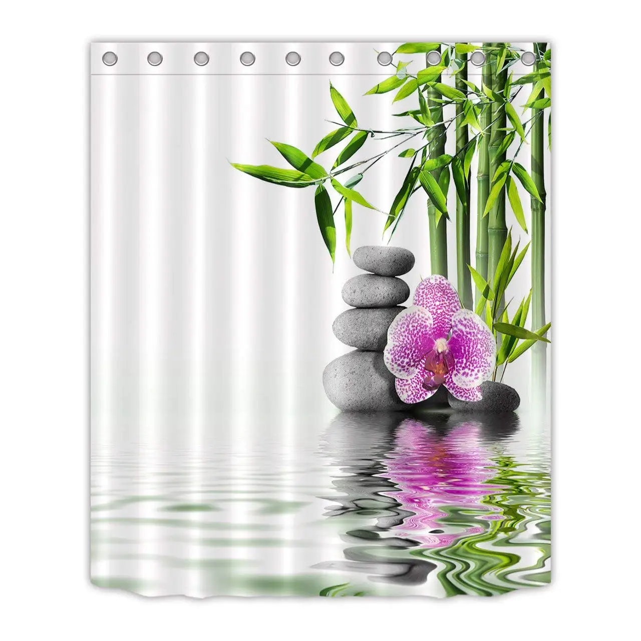 

Spa Zen Buddha Water Yoga Shower Curtain Green Bamboo Flower Polyester Fabric Waterproof Massage Stone Orchid Bathroom Curtains
