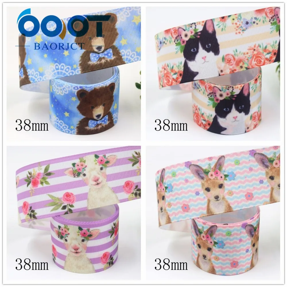 OOOT BAORJCT I-19906-2069, 38 мм, 10 ярдов мультфильм тепловой передачи печатных корсажные ленты, одежда лук крышка DIY украшения