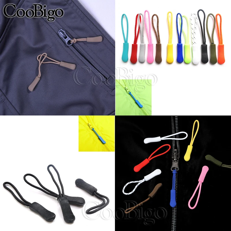 12 шт Черный застежка молния палатка рюкзак Tab сменный зажим подходит веревки тег