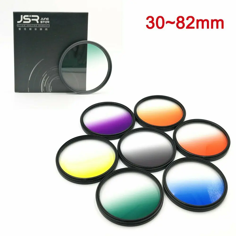 Filtro de Cor Filtro de Lente Gradiente para Sony 7 em 1 67mm 72mm 77mm 82mm Câmara Círculo Graduado Nikon 30mm 37mm 52mm 55mm 58mm