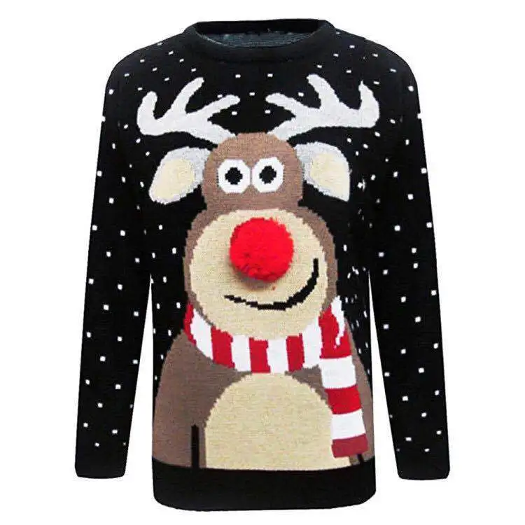 Women Ugly Christmas Sweater Hot Deer Knitted New Long Sleeve Jumper Tops O-Neck Santa Claus Fashion Blouse | Женская одежда