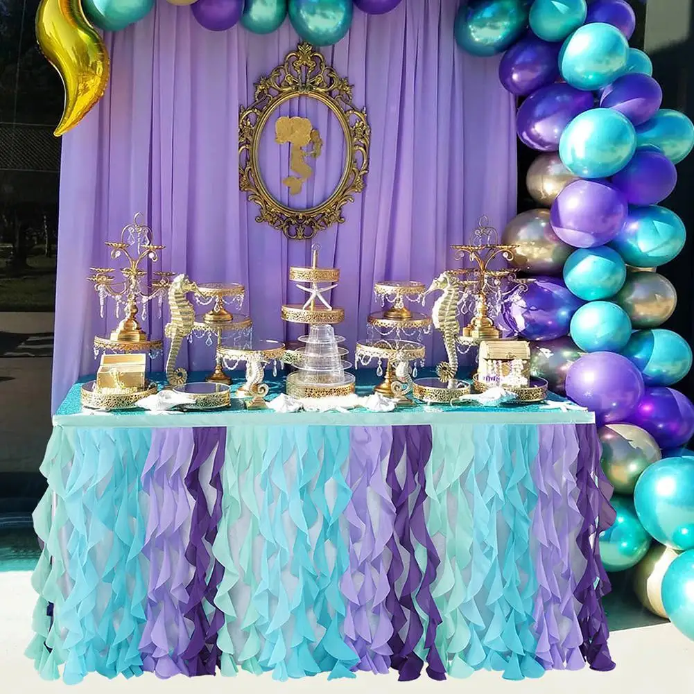 Рождественская серия цветная Тюлевая юбка для стола накидка на юбку день