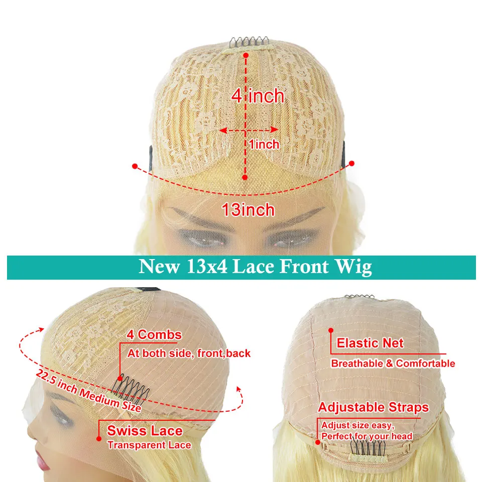 

613 Lace Frontal Wig Yellow Colored Human Hair Wigs For Women Human Hair HD Lace Frontal Wig Bob Wig Straight Lace Front Wig