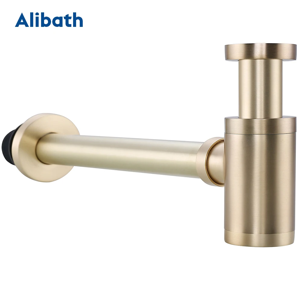Матовая Золотая бутылочка для раковины п ловушка латунный сифон в ванной комнате
