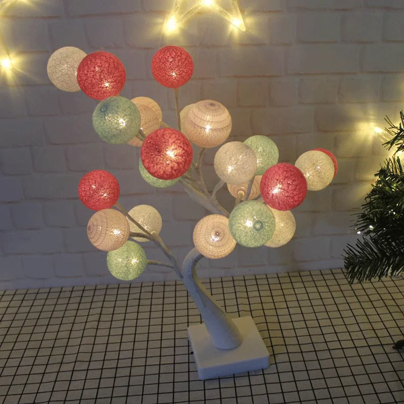 

LED Desk Decoration Table Lamp 24 LEDs Cotton Ball Light Modern Creative Bedside Lamps Bedroom Decoration Romantic Lights Lampka