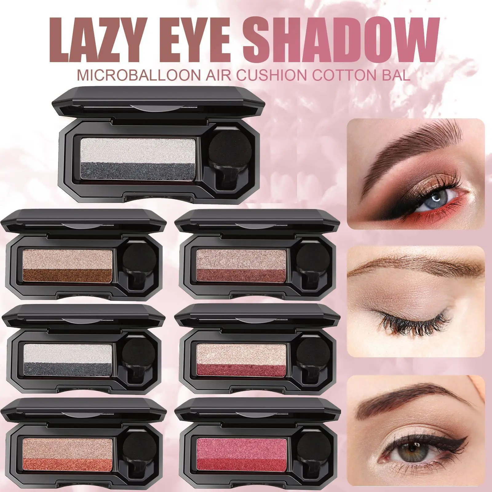 

Women Eye Shadow Brush Waterproof Glitter Eyeshadow Pallete with Mirror Lazy Eye Shadow Makeup Palette Double Color