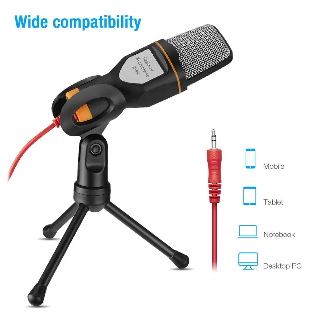 Портативный микрофон SF666 Студийный для караоке компьютера чата ноутбука Skype MSN