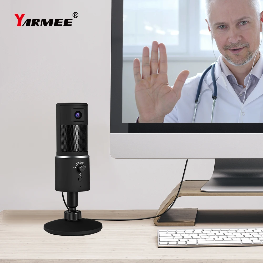 

YARMEE USB Digital Video Desktop Microphone With Webcam 1080P Computer Studio PC Mic For Laptop PC Recording Streaming YouTube