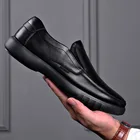 Мужская обувь из натуральной кожи 38-47 кожаные мягкие Нескользящие резиновые Лоферы обувь для мужчин повседневная обувь из натуральной кожи km90