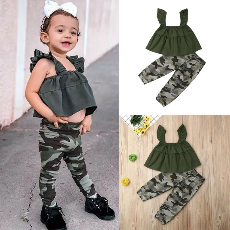 Детские топы на бретельках в английском стиле для маленьких девочек камуфляжные