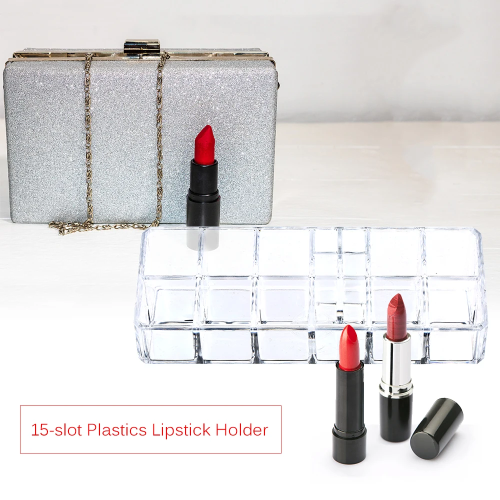 3 Tier Transparent Plastics Storage Rack Makeup Orgnizer Holder with Stainless Steel Tube Lipstick Comestic Slot | Дом и сад