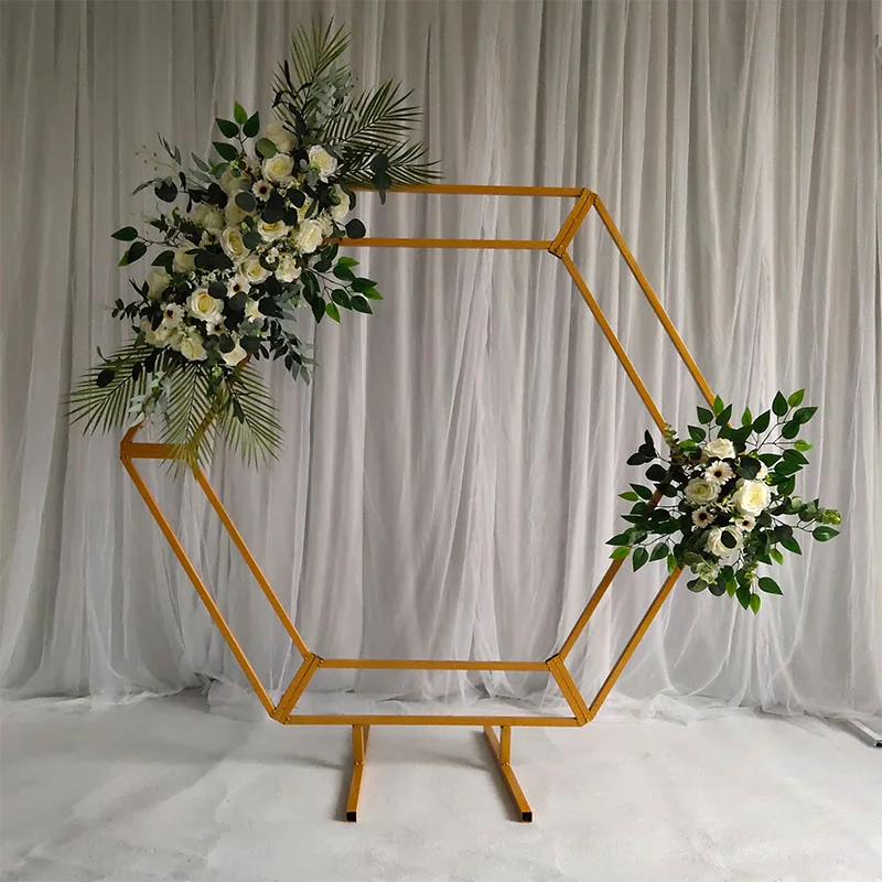 Wedding Props Double-sided Hexagonal Arch Diamond Wrought Iron Shelf Stage Decoration Background Frame | Дом и сад