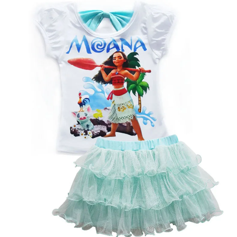 Комплекты одежды для маленьких девочек детский костюм Моана одежда дня рождения