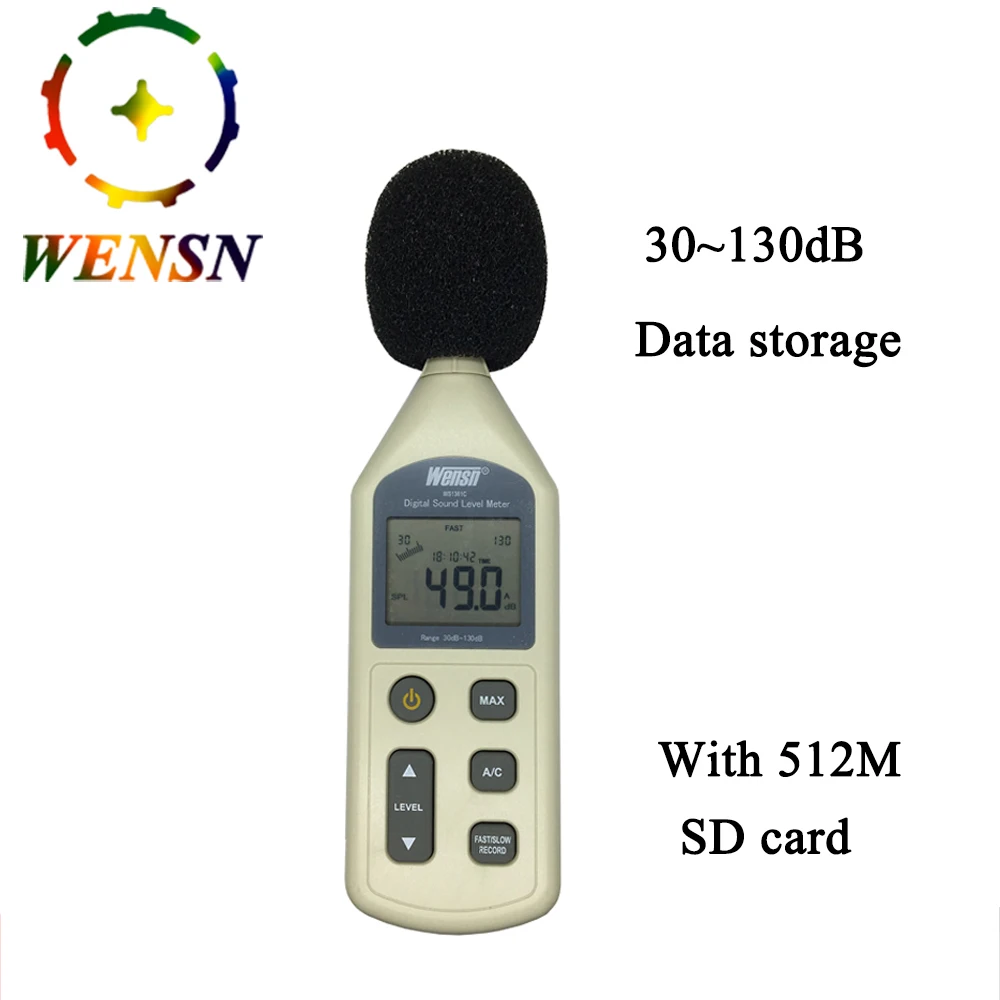 Цифровой измеритель уровня звука 30 130dB ЖК дисплей Шум измерительный прибор A/C