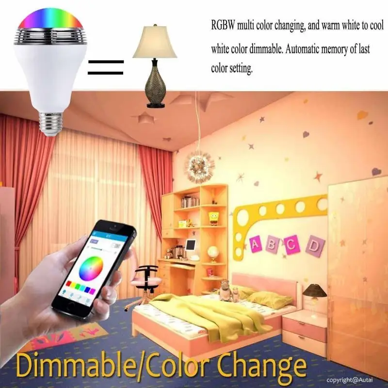 Умная Беспроводная Bluetooth-Колонка E27 с RGB-подсветильник кой 220 В 9 Вт | Лампы и