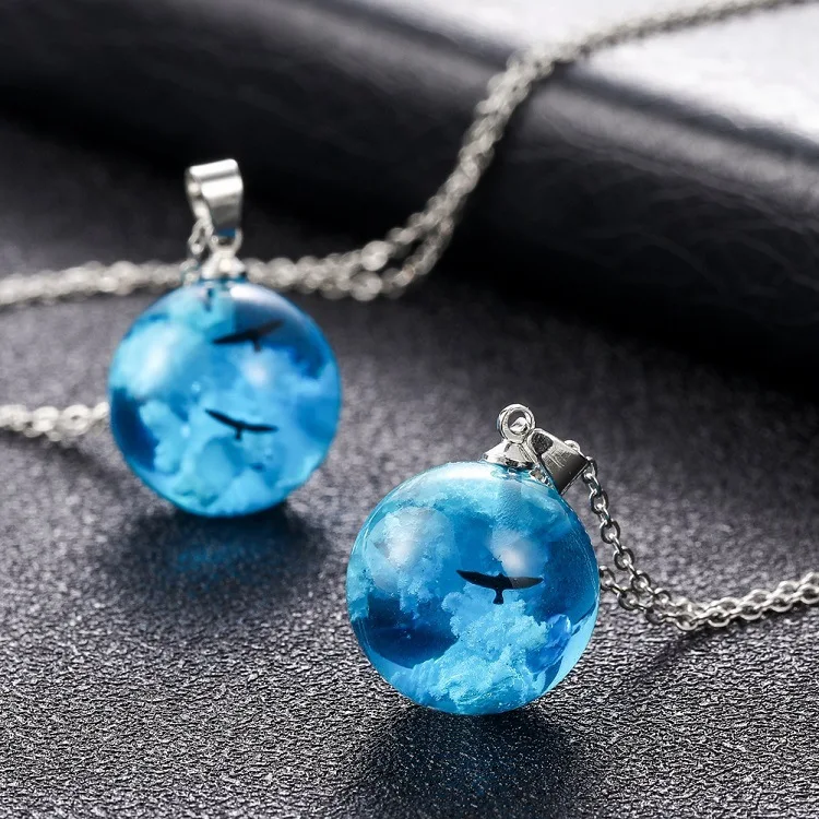 Ожерелье с подвеской в виде синего неба белых облаков орла креативное ожерелье