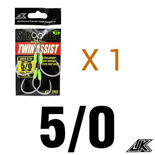 1pack - Size 5 l 0 JK 3 Упаковка износостойкий Вибрационный крючок, стальная проволока, джиг, двойные вспомогательные крючки, светящийся Морской рыболовный крючок, морские крючки, рыболовные снасти для лодки - Цвет: 1pack - Size 5 l 0