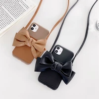 luxury bow leather card bag lanyard case for samsung a10 a20 a30 a50 a70 a21s a51 a71 a32 a52 a72 m11 j4 j6 a6 a8 plus 2018