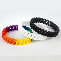 women mens fashion silicone bangle chain bracelet rainbow wristbands cuban bracelet unisex party gifts hip hop fashion jewelry