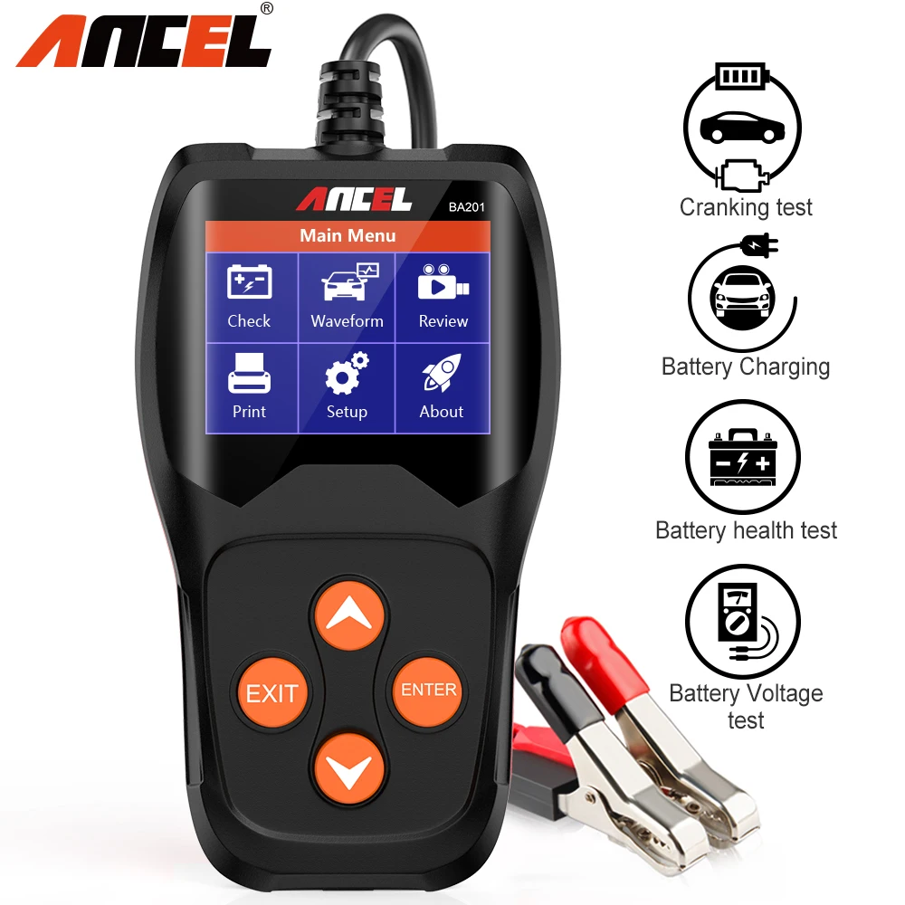 

Ancel BA201 OBD2 Профессиональный тестер заряда аккумулятора с нагрузкой тест печати данных 12 вольт зарядное устройство для автомобильного аккум...