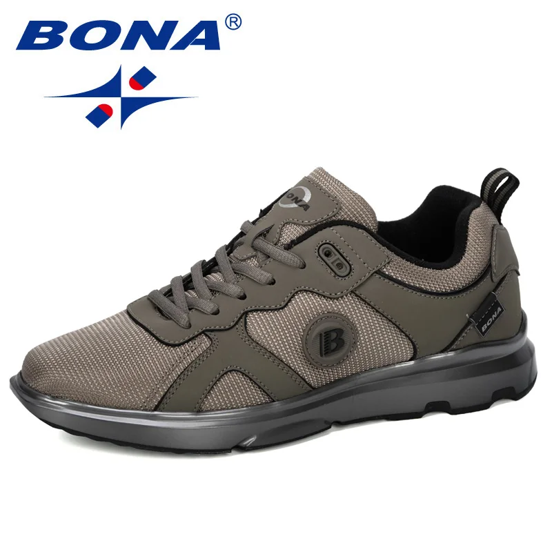 

BONA 2019 New Designer Casual Shoes Male Outdoor Sneakers Men Mesh Cow Split Lace Up Leisure Footwear Man Comfortable Trendy