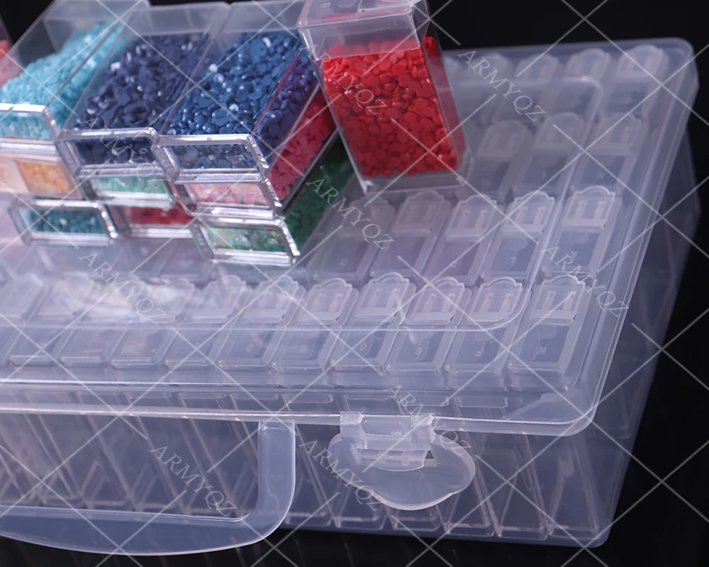 PDMDOG-caja de almacenamiento de diamantes, contenedor de 64 piezas, soporte de pintura de diamantes de pl&aacute;stico, nuevos accesorios de pintura-3