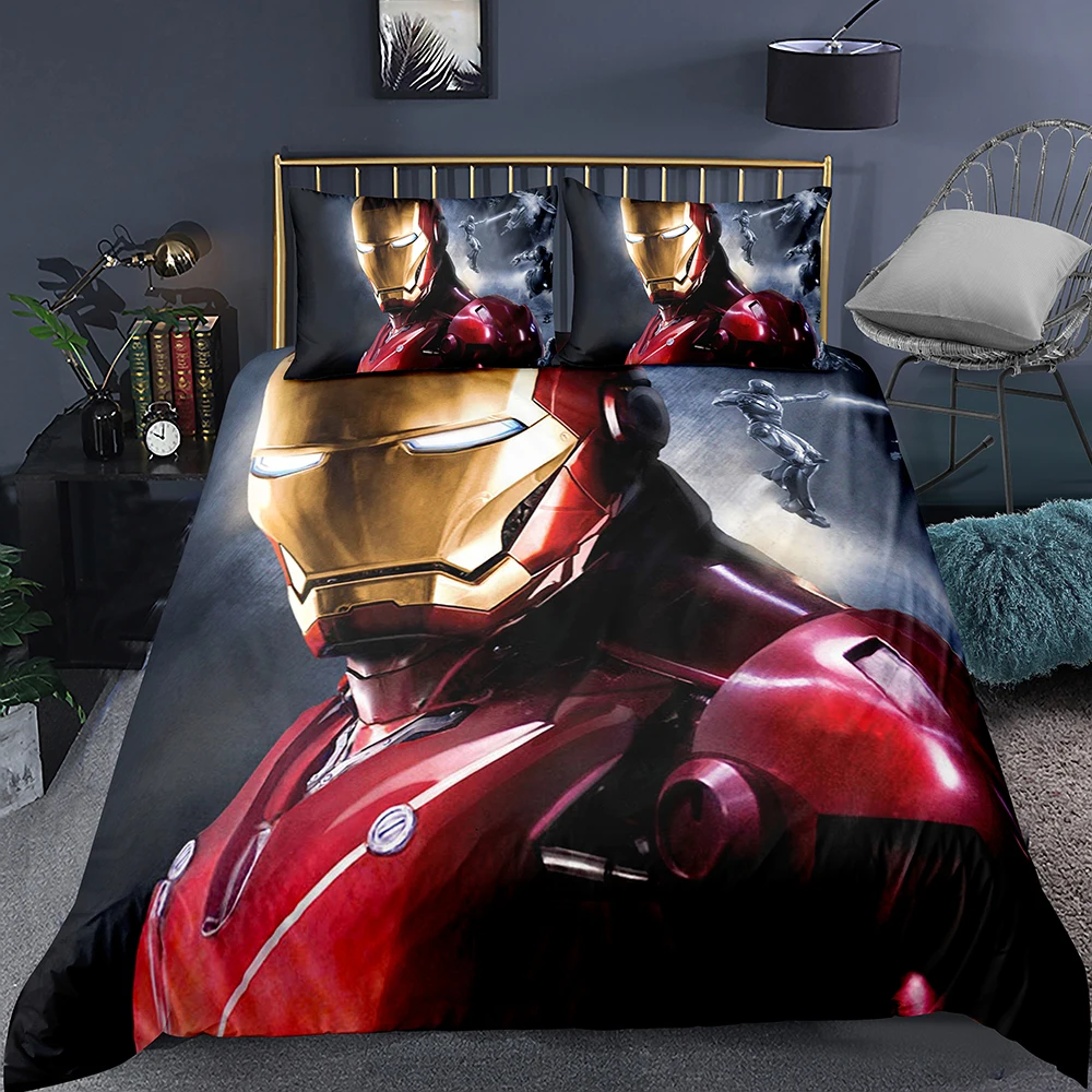 Комплект постельного белья с пододеяльником 3D Мстители Капитан Америка Железный
