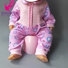 Розовый Пижамный комплект для мальчиков и девочек 43 см, комплект одежды для кукол, 18 дюймов, комбинезон для кукол для маленьких девочек