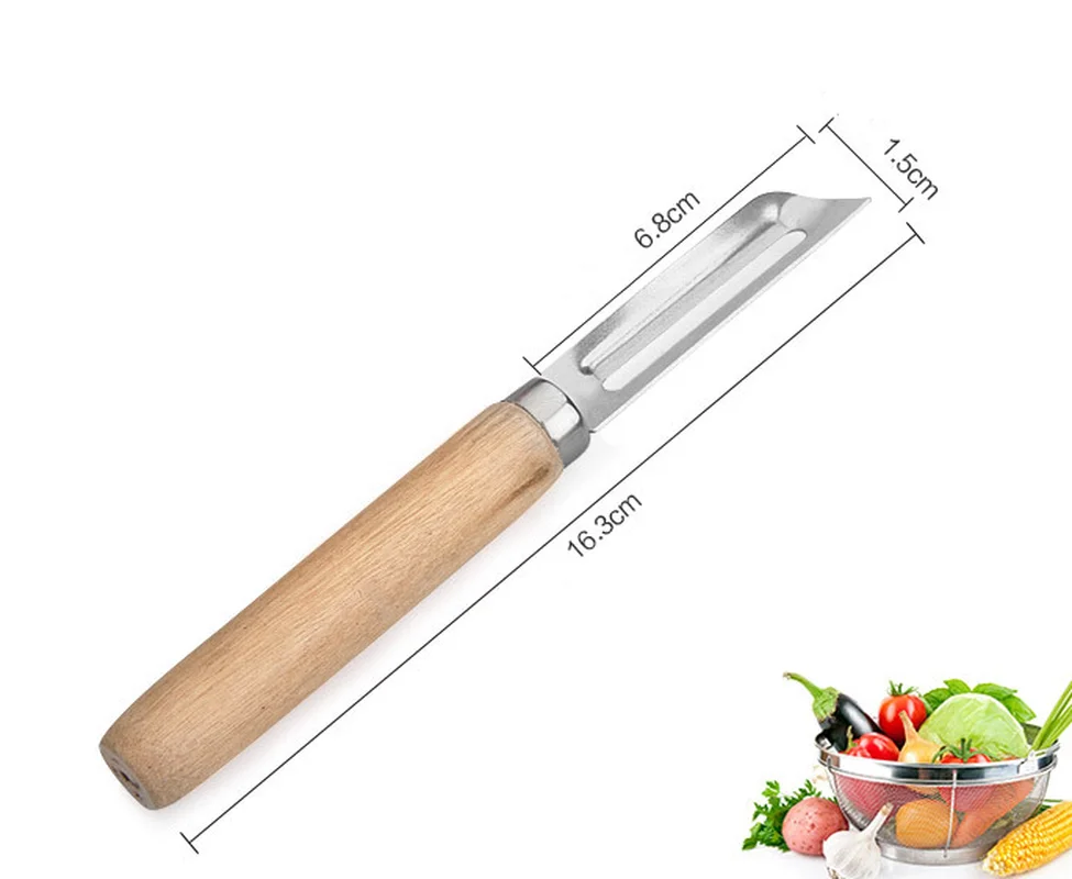 

1pc Stainless Steel Peeler For Apple Tomato Pear Vegetable Potato Peeler Wooden Handle for Apple Potato Peeler Fruit Peeler