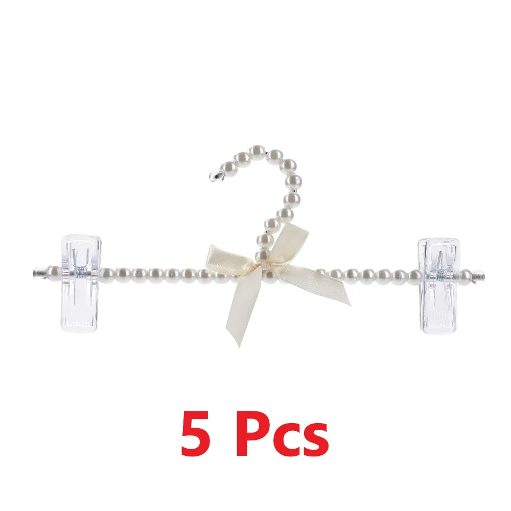 

5pcs Plastic Pearl Bow Pants Trousers Skirt Hanger Elegant Trouser Hanger Clothes Hangers Fashion New For Adult 30cm