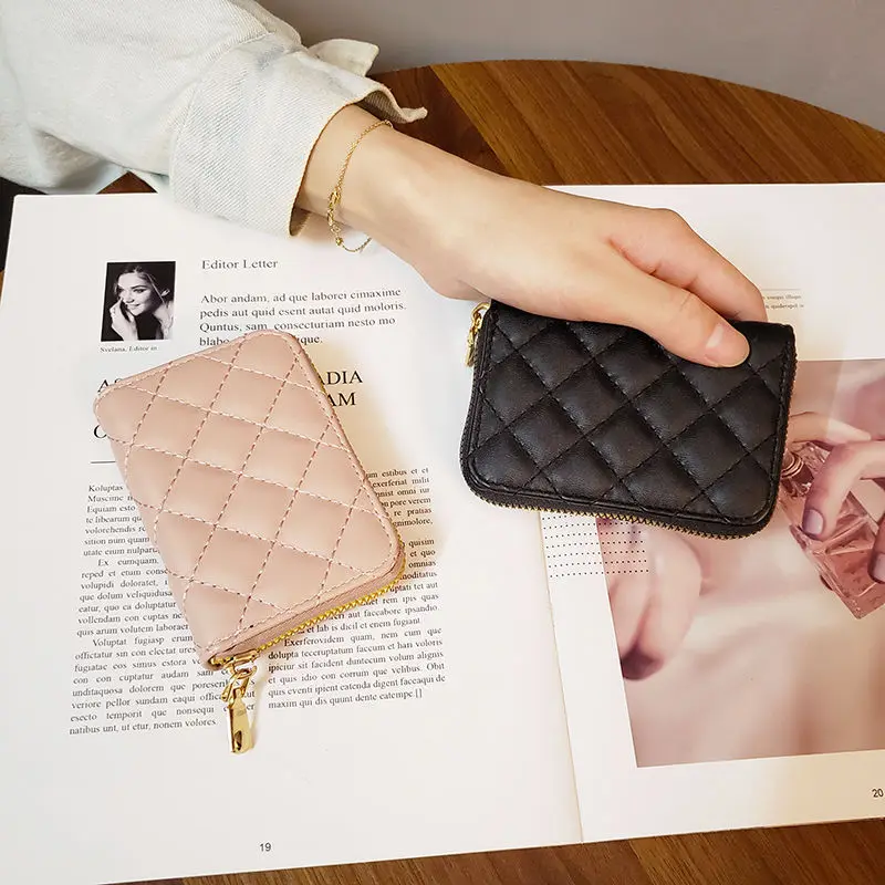 

Lingge Women's European and American Fashion Zipper Multi-card Position Anti-degaussing Ultra-thin Large-capacity Clutch