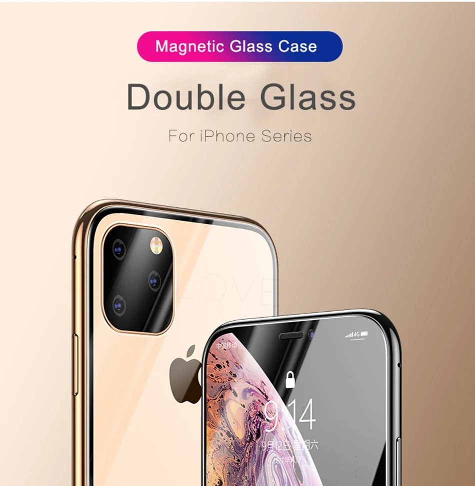 360 металлический чехол для iPhone 6, 7, 8 Plus, X, XR, XS MAX, чехол на магните, роскошный противоударный чехол из закаленного стекла для iPhone 11 Pro Max, чехол