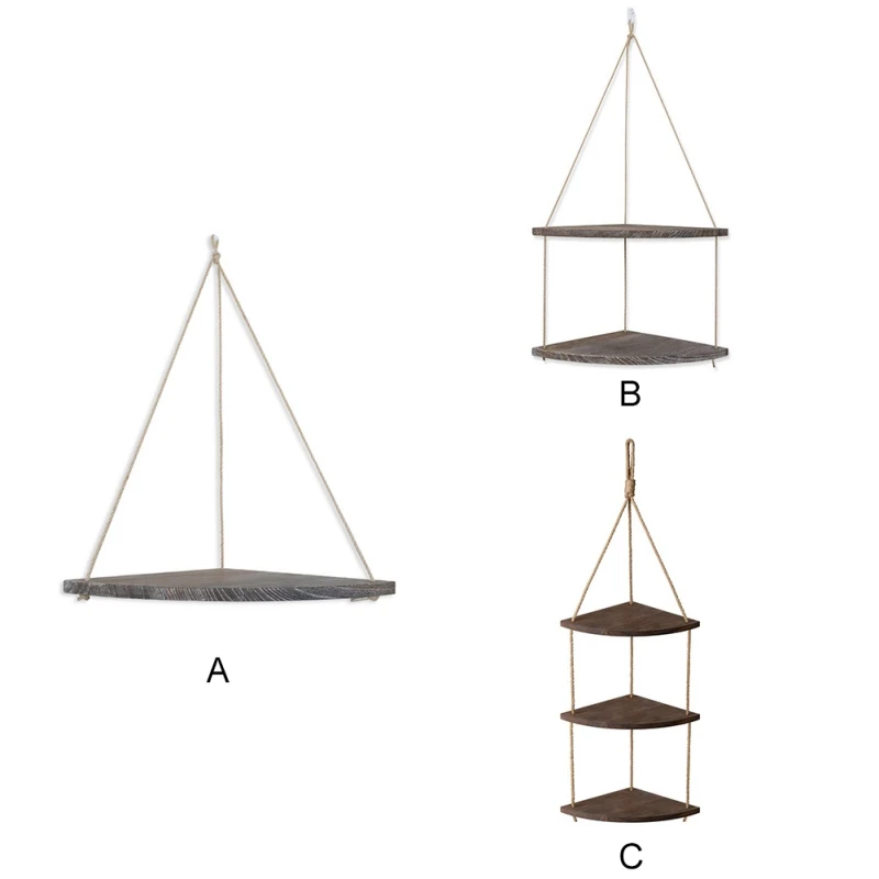 Деревянная веревочная полка в деревенском стиле дерево плавающее полки ручной