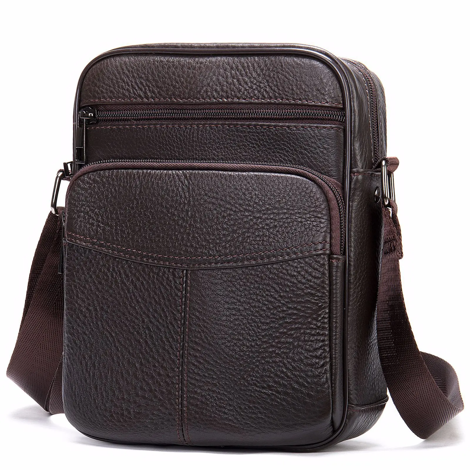 Кожаная мужская сумка-мессенджер повседневная сумка через плечо с узором Личи из