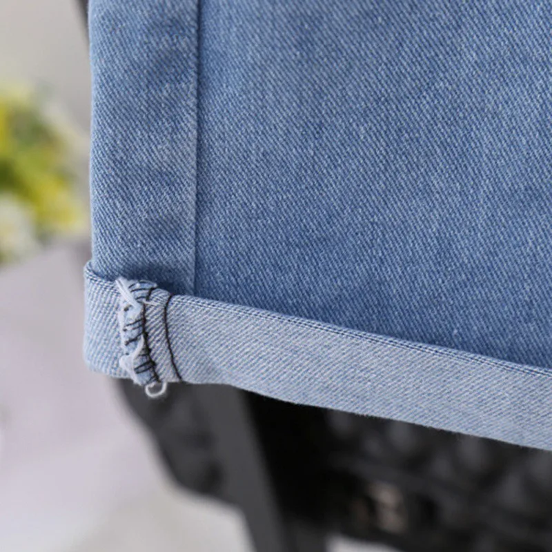 

Women Retro Jeans Shorts Summer High Waisted Rolled Denim Jean Shorts with Pockets