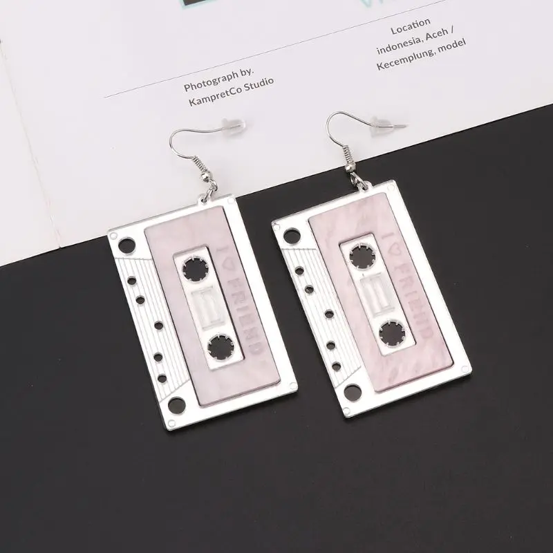 

Retro Cassette Tape Dangle Cute Pretty Drop Earrings For Women Fashion Jewelry