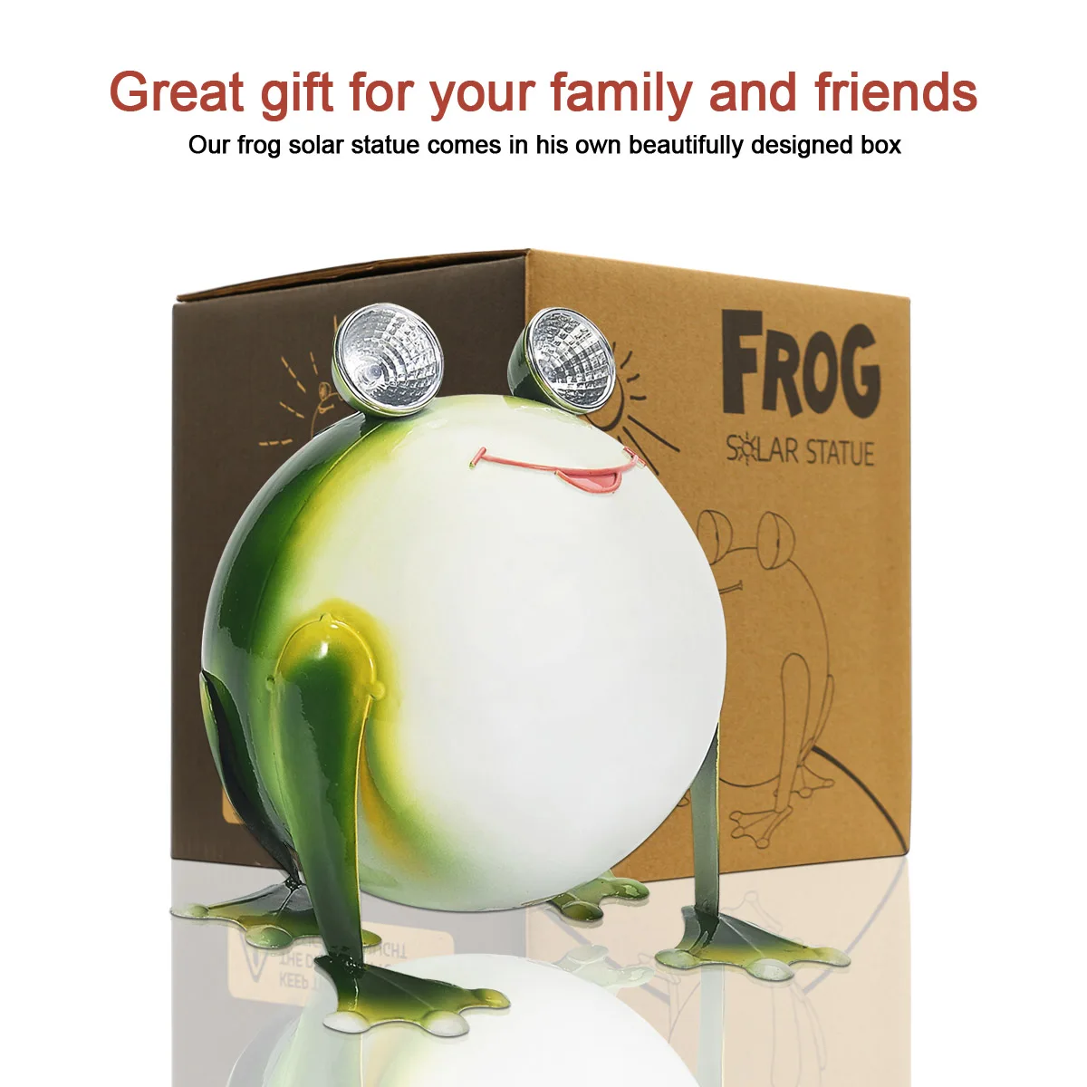 Goodeco Metal Frog Garden Statue Decor With Solar Lights Froggy Figurine Outdoor Decoration Jardin Yard Patio Lawn Home Ornament | Дом и сад