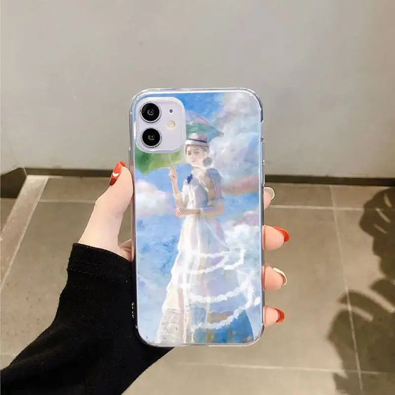 

Art oil painting illustration beautiful Phone Case Transparent for iPhone 6 7 8 11 12 s mini pro X XS XR MAX Plus