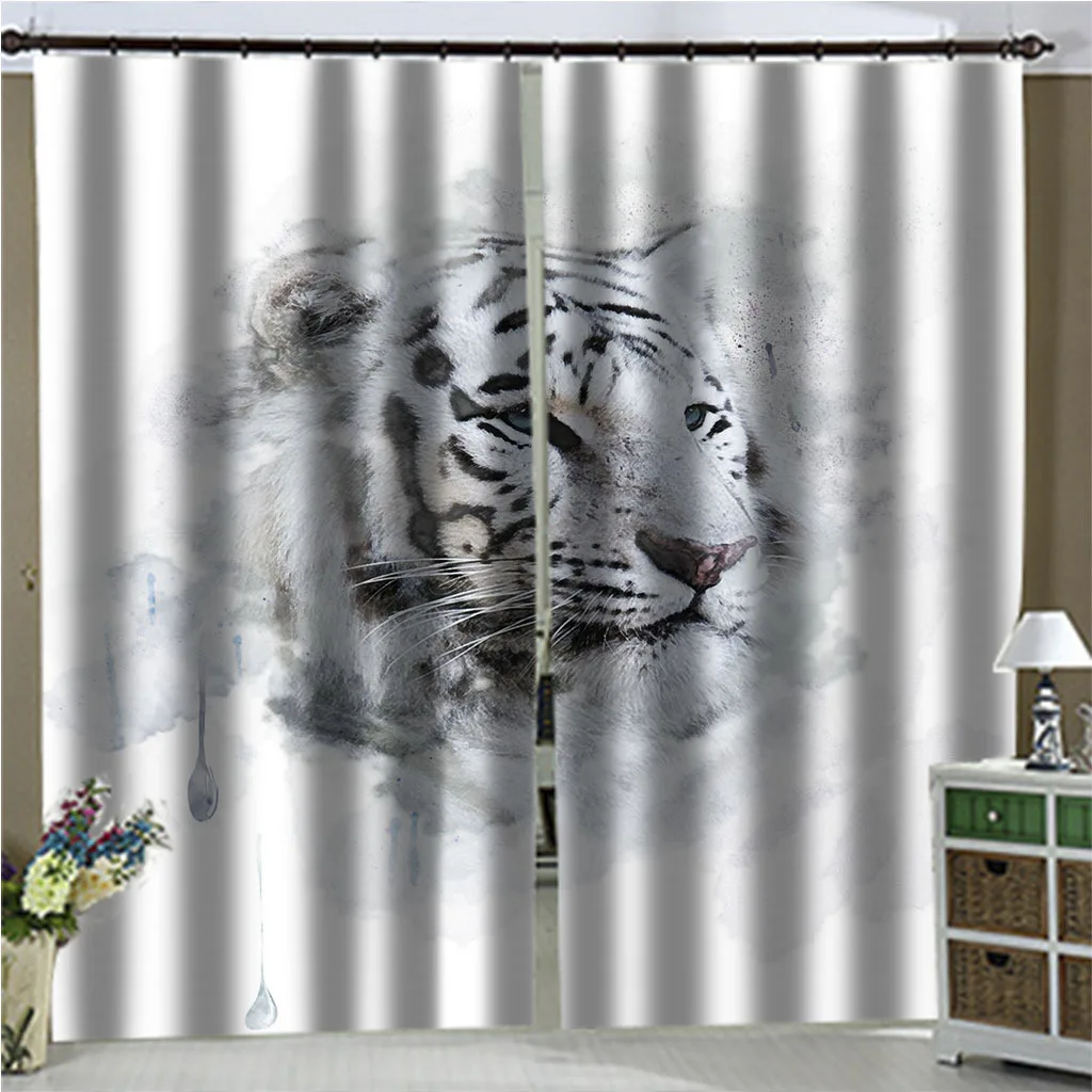 

3d Realistic Tiger Printed Blackout Curtain for Living Room Bedroom Drapes Blind Window Treatments Backdrop Curtains Custom Made