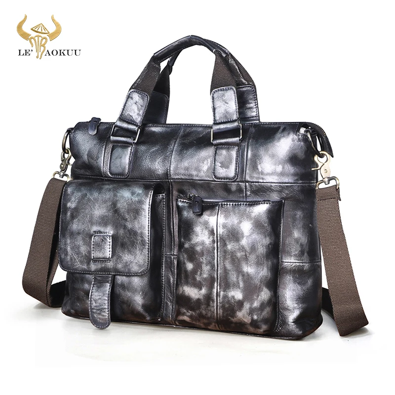 

Новый качественный винтажный дорожный деловой чехол из натуральной кожи, чехол для ноутбука, мужская сумка-мессенджер, портфель B260