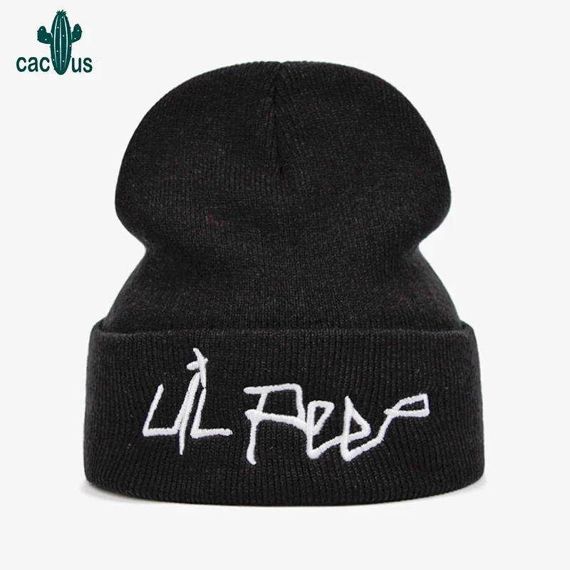 Вязаная шапка унисекс Lil Peep теплая зимняя Лыжная с вышивкой Love lil.peep в стиле