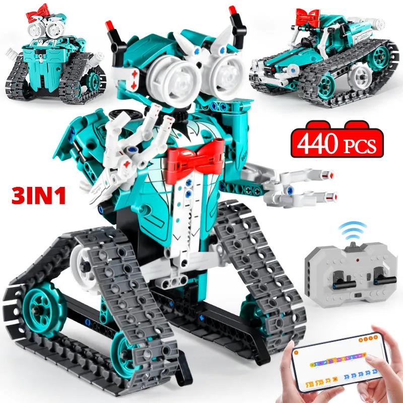 City 3 in 1 Technical RC Car Robot Building Blocks APP Programming Compatible Remote Control Bricks Toys For Children Boys Gifts | Игрушки и