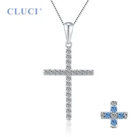 cluci 925 silver zircon inlay cross pendant hot women accessories religious jewelry gift charms only pendant dp035sb