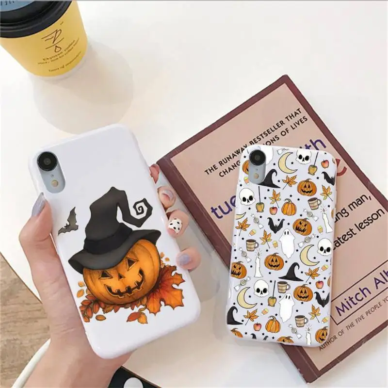 

Halloween Pumpkin Lantern Phone Case For Iphone 6 6s 7 8 Plus XR X XS XSmax 11 12 Pro Mini Max Candy White Silicone Cover